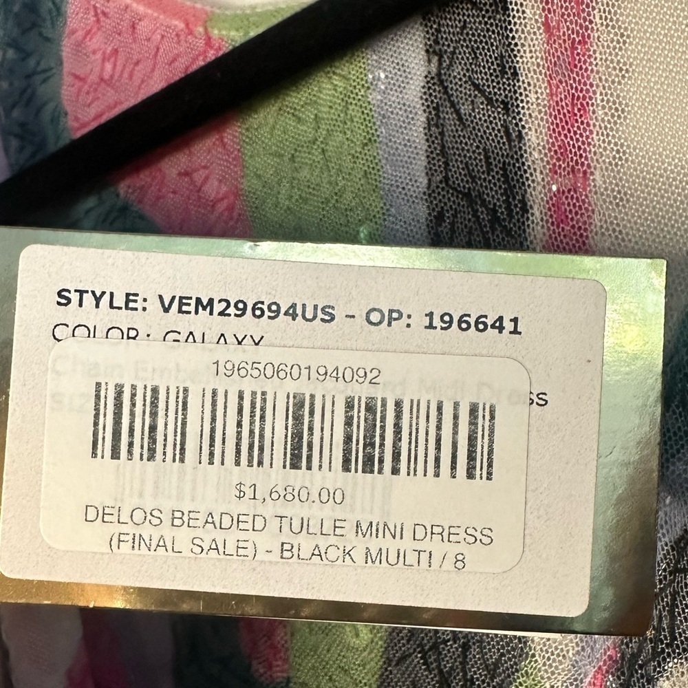 NWT PatBO Delos beaded sequin multi color long sleeve mesh mini dress 8 - Picture 10 of 12